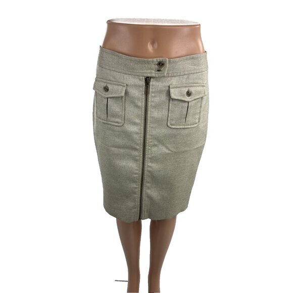 The Limited Womens Size 4 Skirt Beige Pencil Front Zip Pockets Career Work - Picture 1 of 7